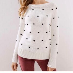 LOFT Cream Sweater with Black polka dots size XS.